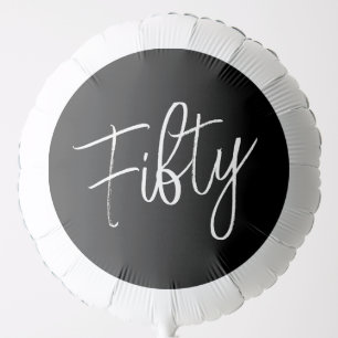 Script 50th Birthday Black Balloon