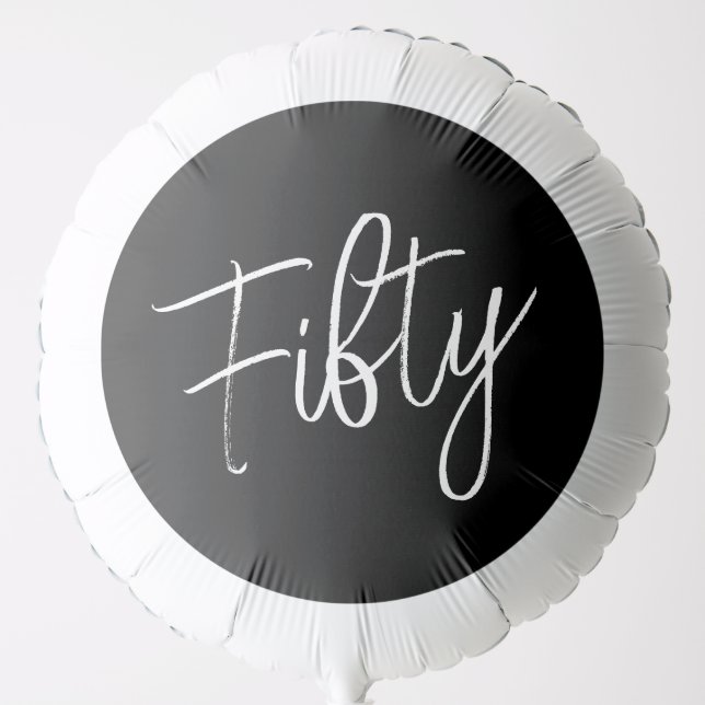 Script 50th Birthday Black Balloon (Front)