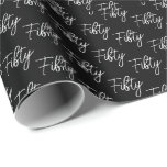 Script 50th Birthday Black Wrapping Paper<br><div class="desc">Create your own Script 50th Birthday Black Wrapping Paper! Personalize this design with your own text. You can further customize this design by selecting the "Edit Details" button if desired.</div>