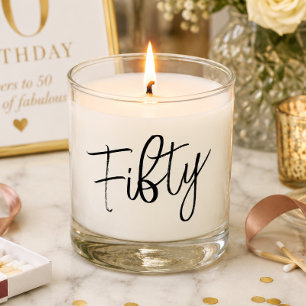 Script 50th Birthday Scented Candle