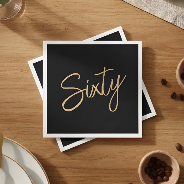 Script 60th Birthday Black Napkins (Creator Uploaded)