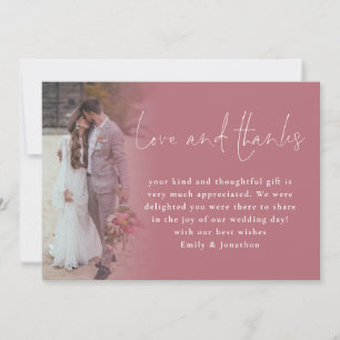 Script 6 Photos Wedding Love Thanks Rose Gold Card