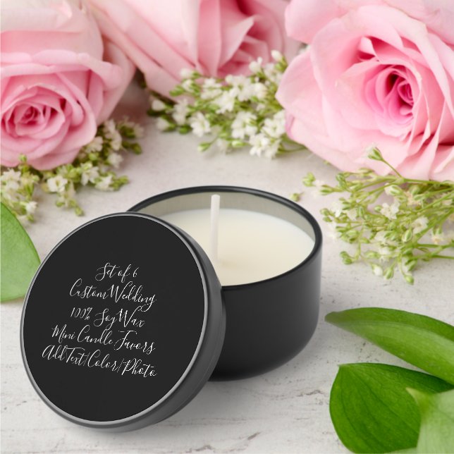 Script 6x Custom Black White Wedding 100% Soy Wax Mini Candle Favors (Insitu (Wedding))