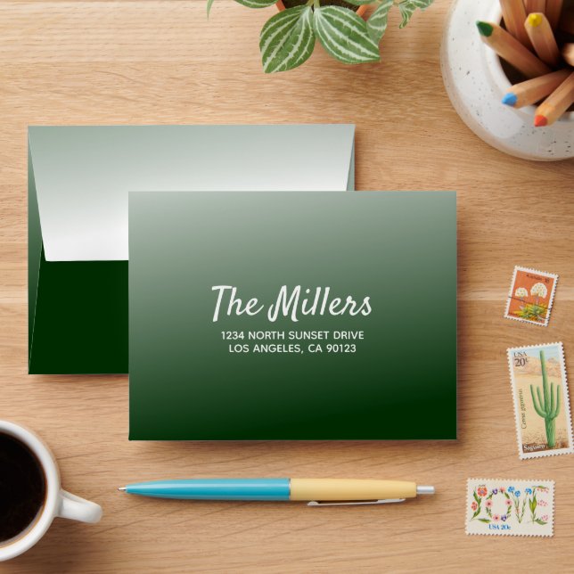 Script Address Green Ombre Envelope (Desk)