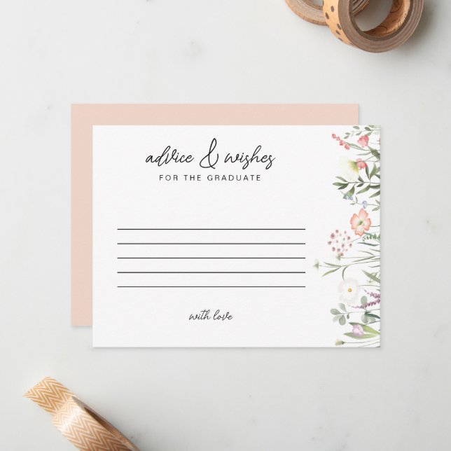 Script Advice & Wishes Graduate Wildflower  Note Card (Front/Back In Situ)