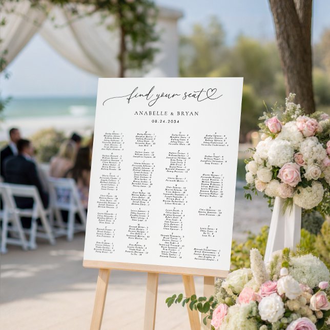 Script Alphabetical Wedding Seating Chart Sign (Creator Uploaded)