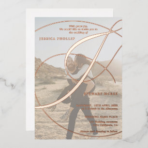 Script ampersand photo calligraphy wedding foil invitation