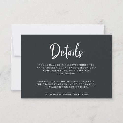 Script and geometric wedding details card