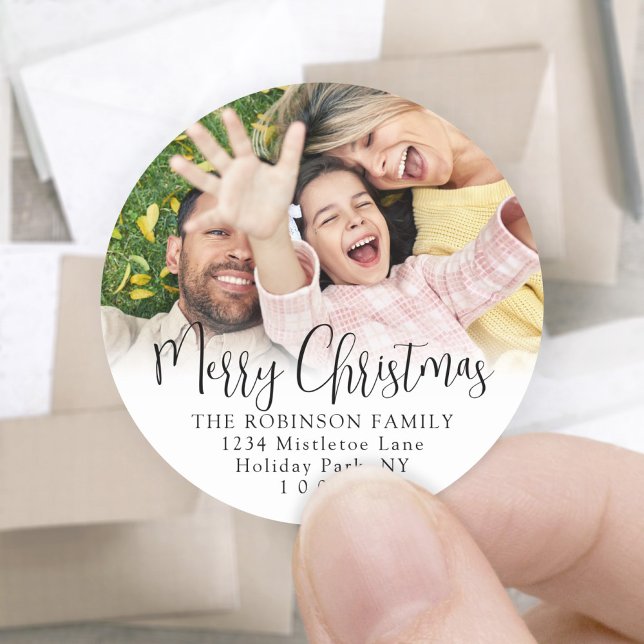Script and Photo Christmas Return Address Labels (Creator Uploaded)