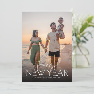 Script and Sans Flat New Years Card Vertical