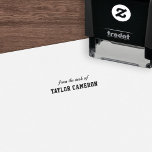 Script and Serif Varsity Style From The Desk Of Self-inking Stamp<br><div class="desc">Script and Serif Varsity Style Self Inking Rubber Stamp with stripes that is easy to personalize. Great stamp for anyone who loves sports especially a sports coach. Personalize it by replacing the placeholder text. For more options such as to change the font, it's size or spacing between letters click the...</div>