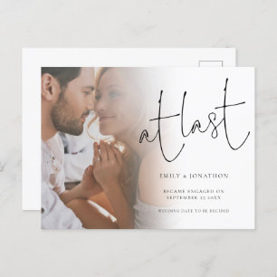 Script At Last Photo Engagement Announcement Postcard