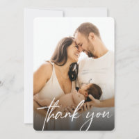 Script Baby Girl Birth Custom Newborn photography Thank You Card