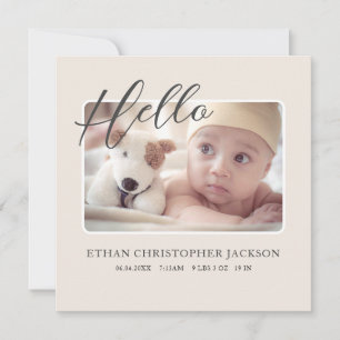 Script Baby Photo Modern Birth Announcement