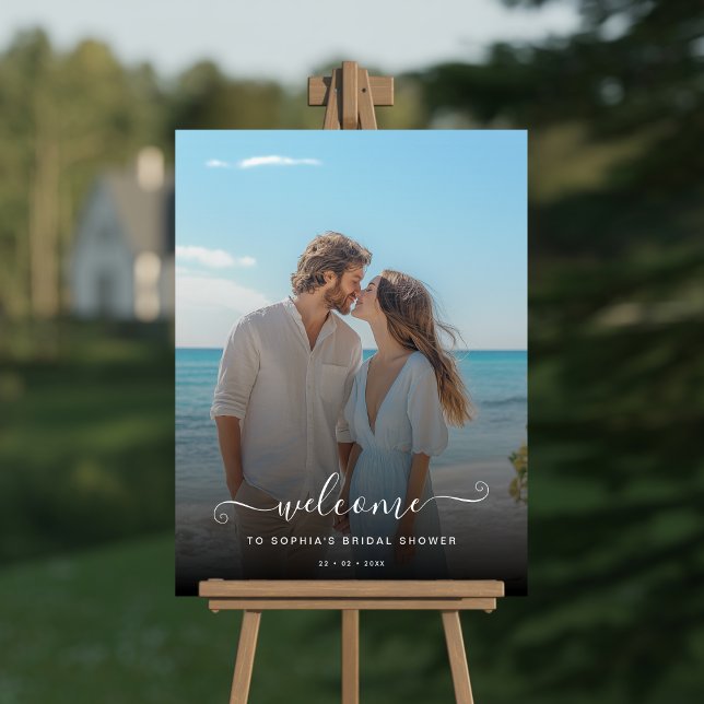 Script Beach Photo Any Event Bridal Shower Welcome Foam Board (Creator Uploaded)