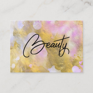 *~* Script BEAUTY Pink Gold Foil Business Card
