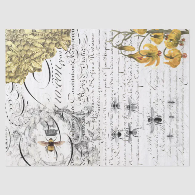Script Bee Decoupage Tissue Paper | Zazzle