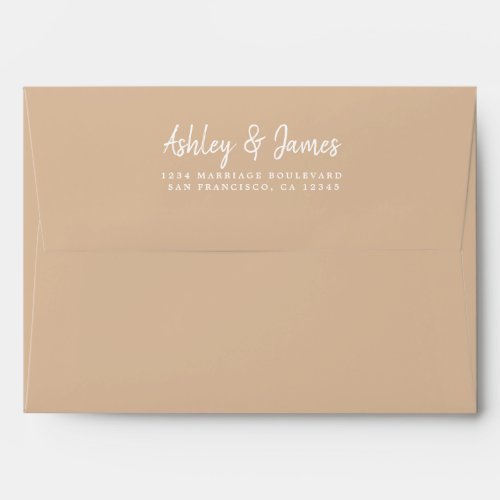 Script Beige Wedding Return Address Envelope