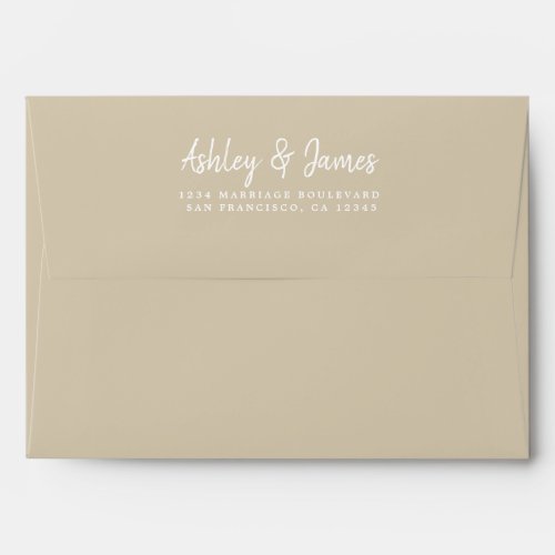 Script Beige Wedding Return Address Envelope