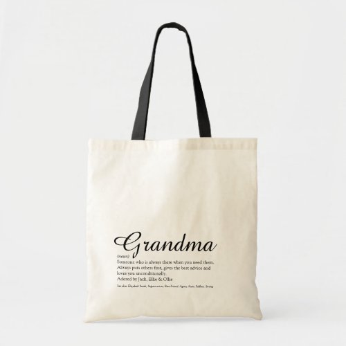 Script Best Ever Grandma Grandmother Definition Tote Bag