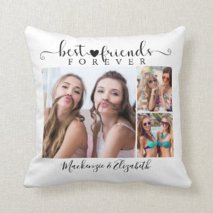 Script Best Friends Forever 3 Photo Names Throw Pillow