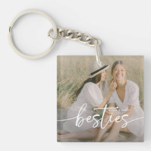 Script Besties 2x Photo Personalized Keychain