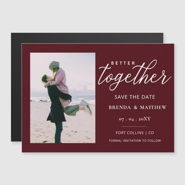 Script Better Together Minimal Simple Photo Magnetic Invitation (Front/Back)