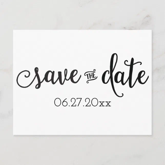Script Black And White Save The Date Postcards Zazzle