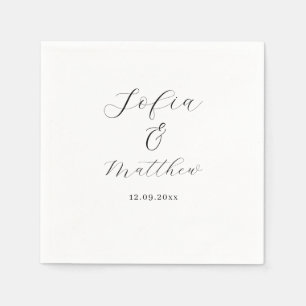 Script Black and White Wedding  Napkins
