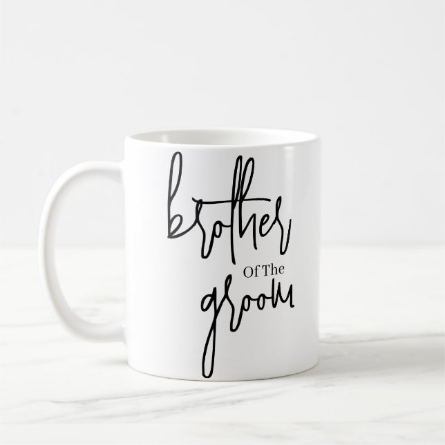 Script Black brother of the groom wedding  Coffee Coffee Mug (Left)