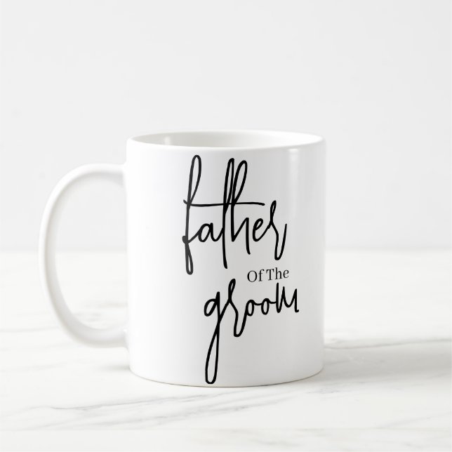 Script Black father of the groom wedding  Coffee Mug (Left)