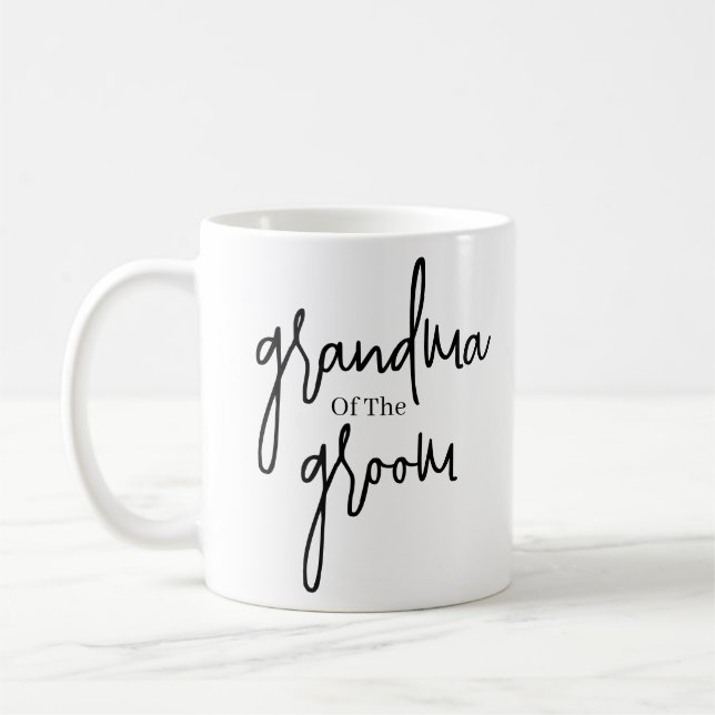 Script Black Grandma of the groom wedding  Coffee Mug (Left)