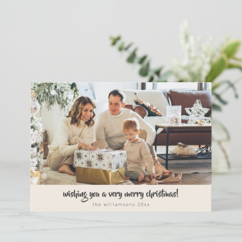 Script Black Ivory Christmas 1 Photo Horizontal Holiday Card