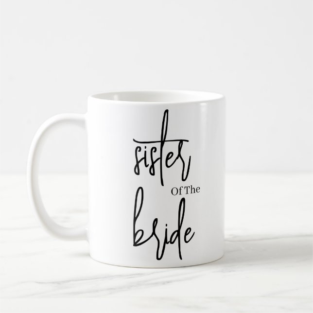 Script Black sister of the bride wedding  Coffee Mug (Left)