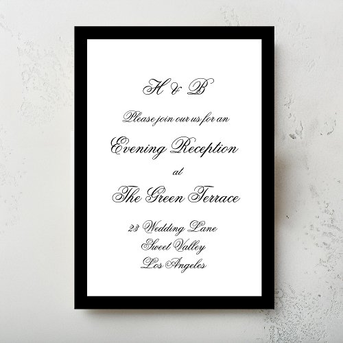 Script Black  White Formal Framed Wedding Enclosure Card