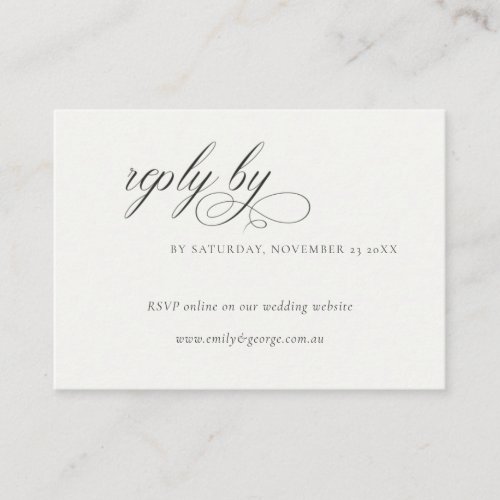 Script Black White Online Wedding Website RSVP Enclosure Card