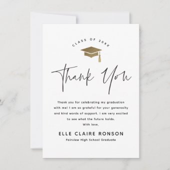 Script Black & White Photo Graduation Thank You Invitation | Zazzle