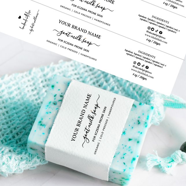 Script Black & White Soap Belly Band Wrap Label (Creator Uploaded)