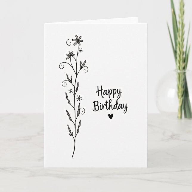 Script Bloom Birthday Card (Front)