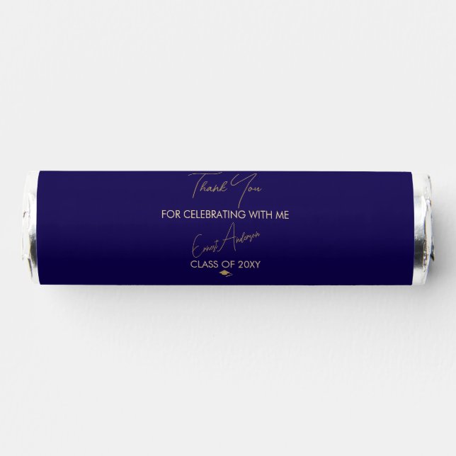 Script Blue Elegant Modern Graduation Thank You Breath Savers® Mints (Front)