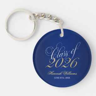 Script Blue Gold Class of 2026 Graduation Keychain