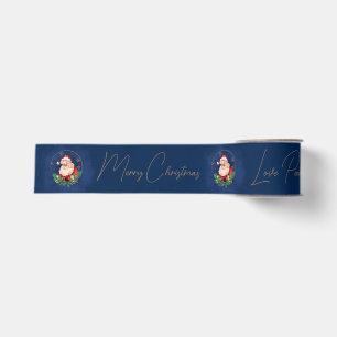 Script Blue Red Gold Santa Claus Elegant Christmas Grosgrain Ribbon