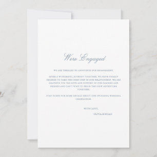 Script Blue & White Engagement Announcement Card