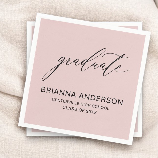 Script Blush Pink Graduate Graduation Napkins (Creator Uploaded)