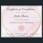 Script Blush Pink Watercolor Gold Circle Award<br><div class="desc">Script Blush Pink Watercolor Gold Circle Award. Perfect for salons,  makeup artists,  cosmetologists.</div>