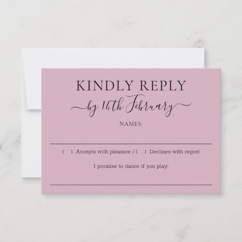 Script Blush Pink Wedding Kindly Reply