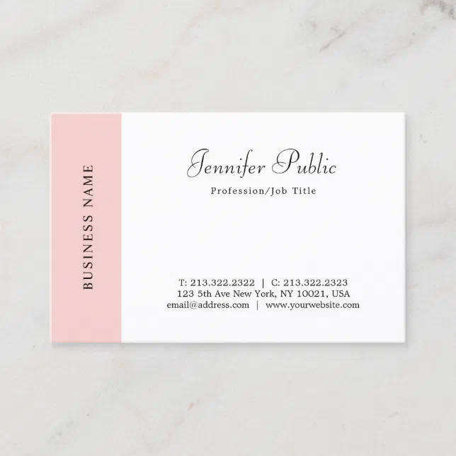 Script Blush Pink White Modern Minimalist Template Business Card | Zazzle