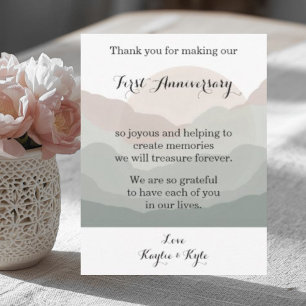 Script Boho Watercolor Mountain 1st Anniversary Note Card