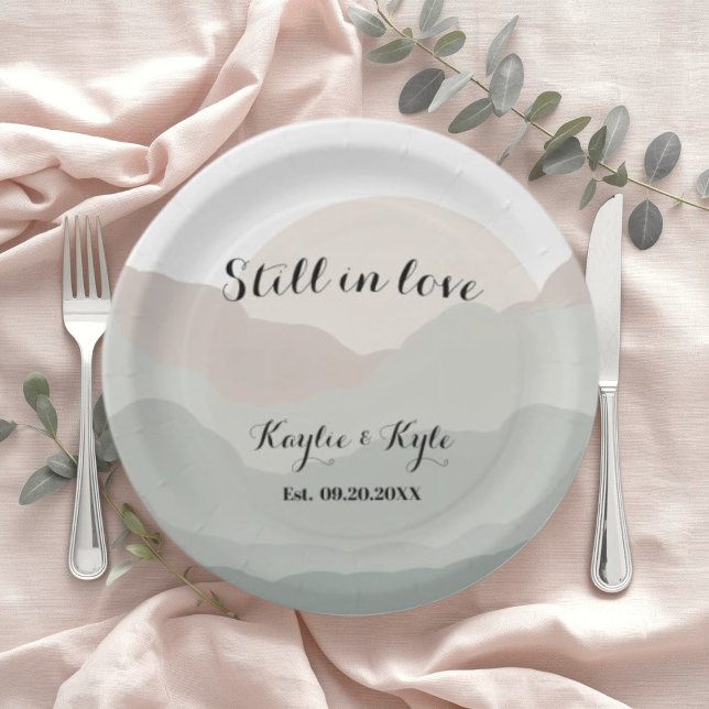 Script Boho Watercolor Mountain Paper Plates (Creator Uploaded)