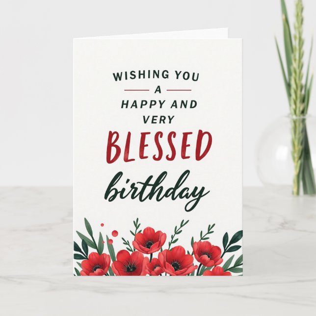 Script Botanical Birthday Card (Front)